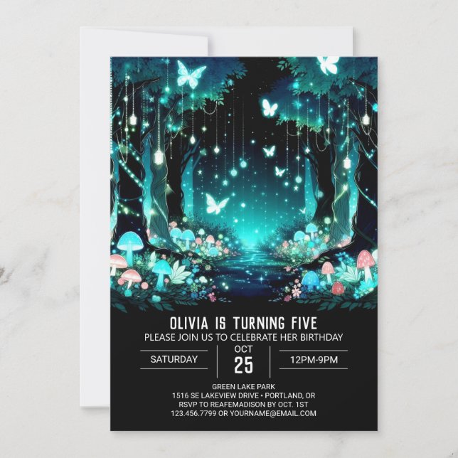 Invitation Adorable éditable Woodland Digital Anniversaire (Devant)