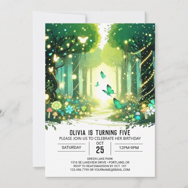 Invitation Adorable Enchanted Woodland Digital Anniversaire (Devant)