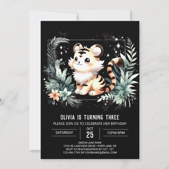 Invitation Adorable Enfants Tigre Anniversaire (Devant)