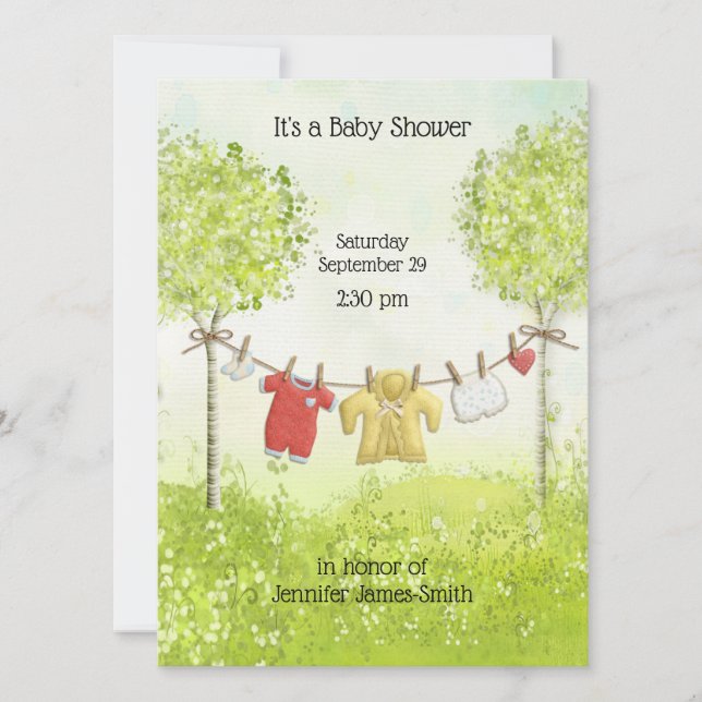Invitation Adorable Genre Neutre Vêtements de bébé Douche (Devant)