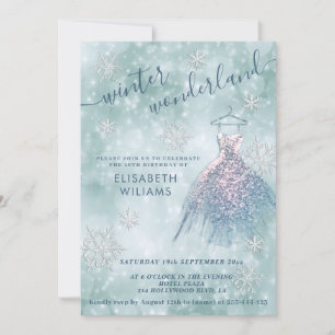 Invitation Adorable hiver merveilleux bokeh doux 16 invitati