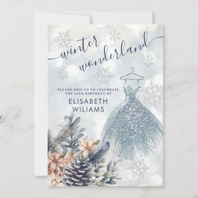 Invitation Adorable hiver merveilleux doux 16 (Devant)