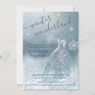 Invitation Adorable hiver merveilleux parties scintillant ble