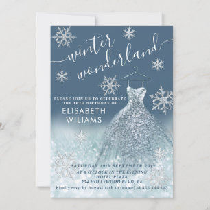 Invitation Adorable hiver merveilleux parties scintillant omb