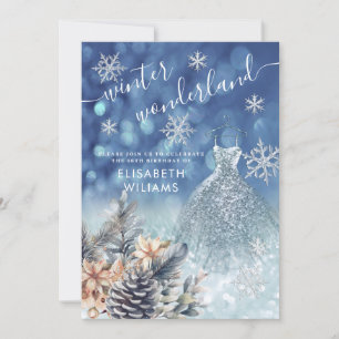 Invitation Adorable hiver merveilleux parties scintillant omb