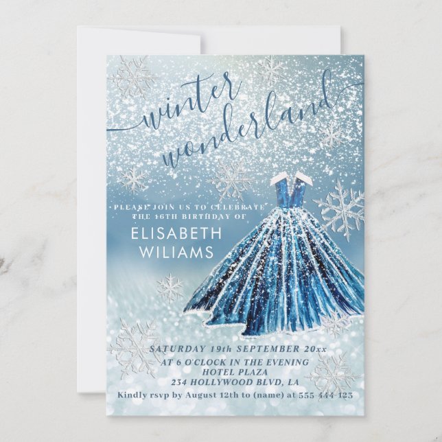 Invitation Adorable hiver merveilleux parties scintillant omb (Devant)