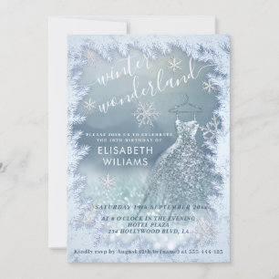Invitation Adorable hiver merveilleux parties scintillant omb