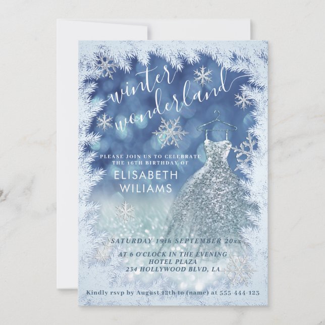 Invitation Adorable hiver merveilleux parties scintillant omb (Devant)