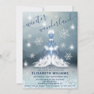 Invitation Adorable hiver merveilleux princesse robe douce 16