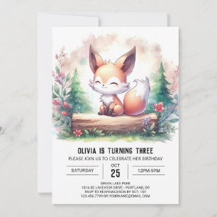 Invitation Adorable moderne Fox Anniversaire numérique