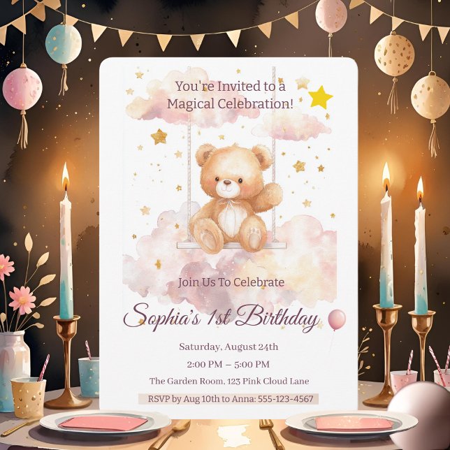 Invitation Adorable ours en peluche 1er anniversaire - Person (Créateur téléchargé)