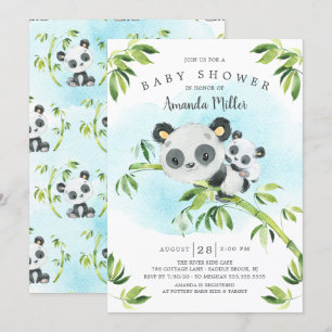 Invitation Adorable Panda Bear Baby shower neutre