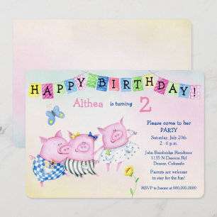 Invitation Adorable parti Anniversaire de enfant des Trois Co