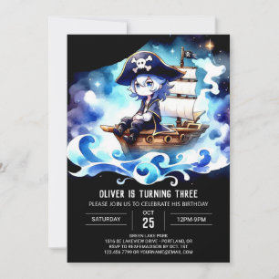 Invitation Adorable Pastel Pirate Anniversaire