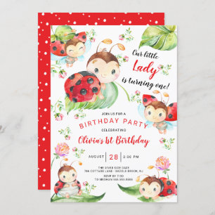 Invitation Adorable Petite Dame Ladybug 1er Anniversaire Invi