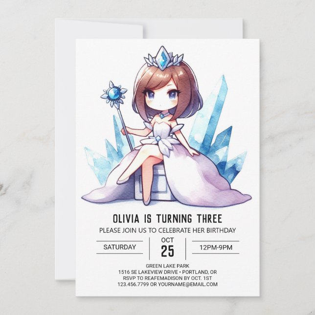 Invitation Adorable princesse de Couronne Anniversaire (Devant)