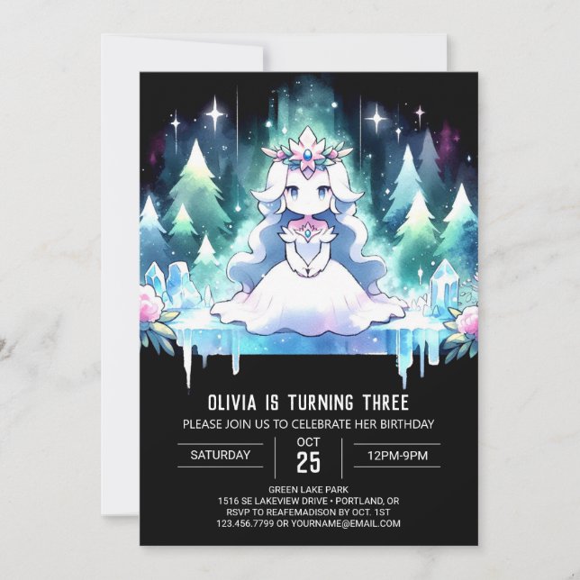 Invitation Adorable Princesse moderne Anniversaire (Devant)