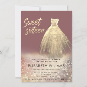 Invitation Adorable robe or charmant glittery ombre