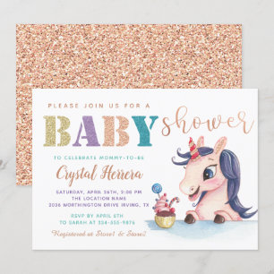 Invitation Adorable Rose Parties scintillant or Baby shower U