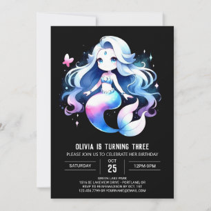 Invitation Adorable Sirène Dreamy Anniversaire