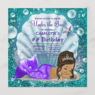 Invitation Adorable Sirène Ethnique Sous La Mer Anniversaire