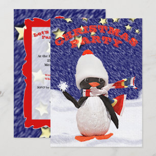 Invitation Adorable Snowy Christmas Penguin Paradise