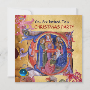 INVITATION ADORATION DES MAGI NOËL NATIVITÉ PARCHEMIN