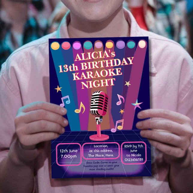 Invitation Ados de soirée karaoké anniversaire adolescent (Créateur téléchargé)
