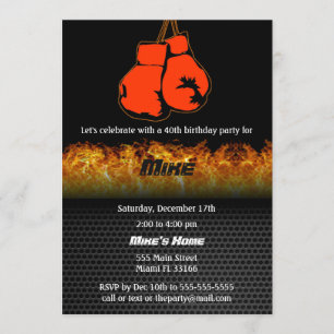 Invitation adulte de fête d'anniversaire de boxe