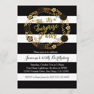Invitation adulte de fête d'anniversaire d'or de
