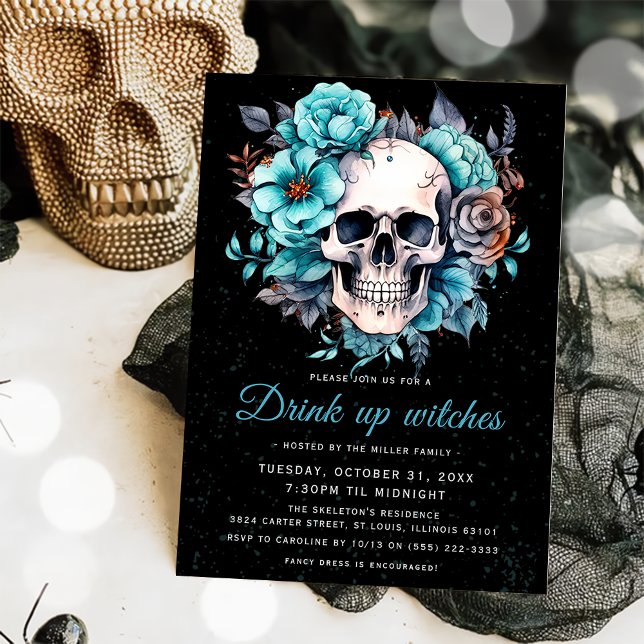 Invitation Adulte du crâne Boire des sorcières Halloween Part (Créateur téléchargé)