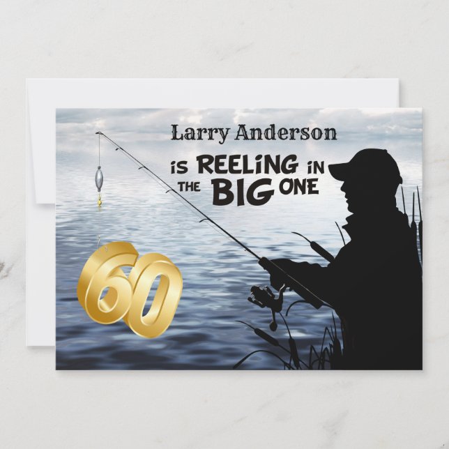 Invitation Adulte Pêcheur Jalon 60 Anniversaire Personnalisé (Devant)