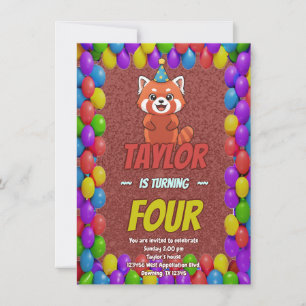 Invitation Adulte pour Panda Roux Fantaisiste