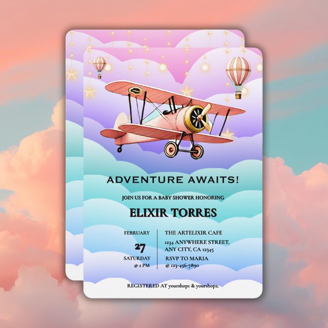 Invitation Adventure Atattend le Baby shower de l'aviation (Créateur téléchargé)