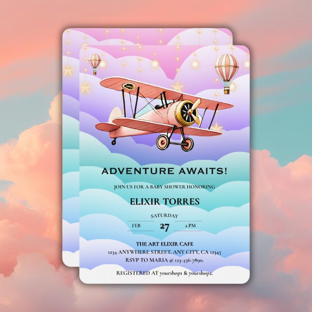 Invitation Adventure Atattend le Baby shower de l'aviation (Créateur téléchargé)
