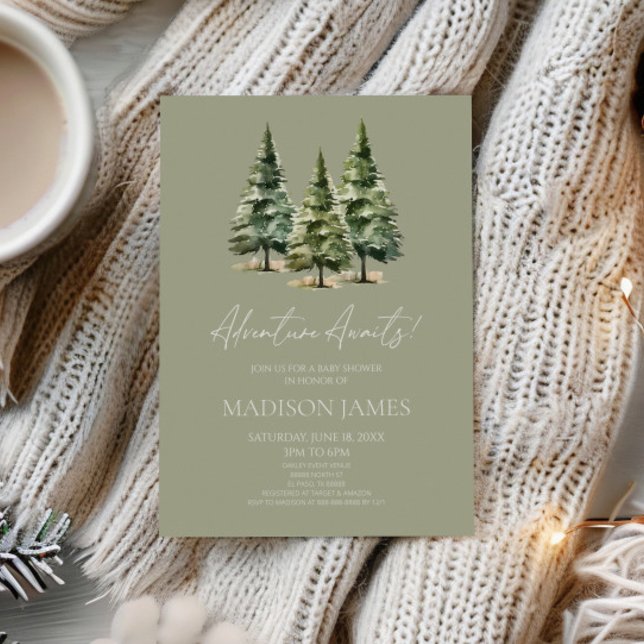 Invitation Adventure Attend ! Baby shower des pins d'hiver (Créateur téléchargé)