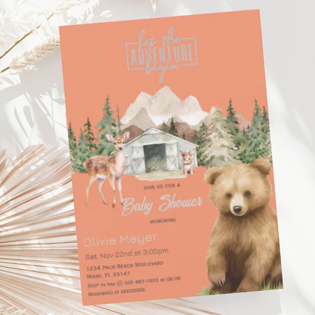 Invitation Adventure Attend Burnt Orange Mountain Baby shower (Créateur téléchargé)