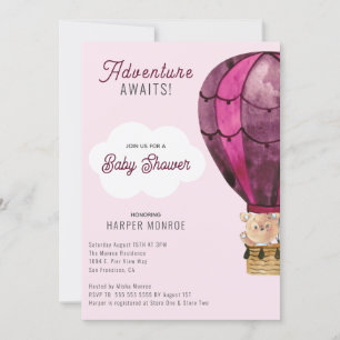 Invitation Adventure Attend le Baby shower des filles roses