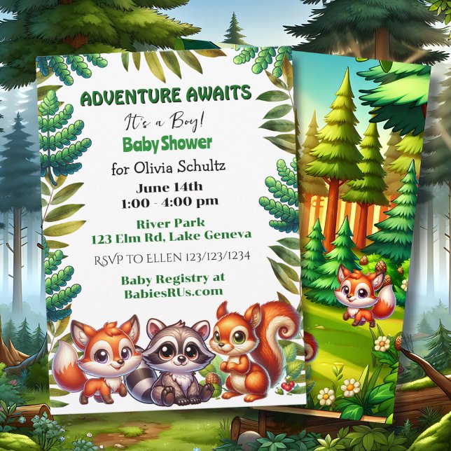 Invitation Adventure Attend le Baby shower du garçon de Fox d (Créateur téléchargé)