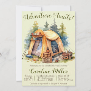 Invitation Adventure Attend ! Tente, Camping, Fête des mariée