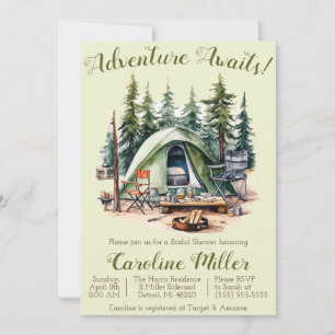 Invitation Adventure Attend ! Tente, Camping, Fête des mariée