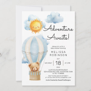 Invitation Adventure Await Air Balloon Boy Baby shower