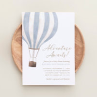 Adventure Await Blue Hot Air Balloon Baby shower