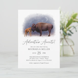 Invitation Adventure Await Boho Bison Desert Baby shower
