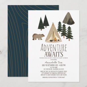 Invitation Adventure Await Camping Baby shower Drive-by