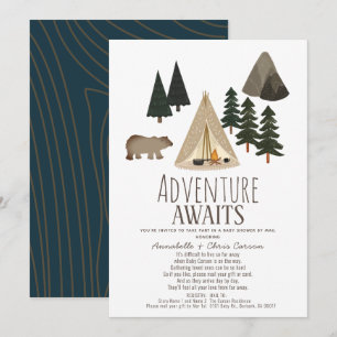 Invitation Adventure Await Camping Baby shower par la poste