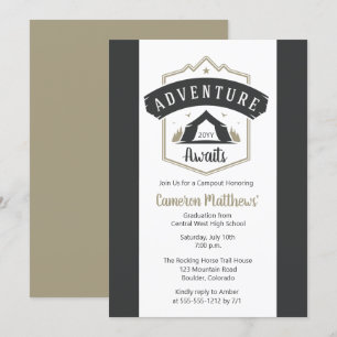Invitation Adventure Await Camping Graduation Party Invitati
