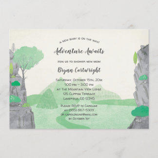 Invitation Adventure Await Cliffs and Mountains Baby shower