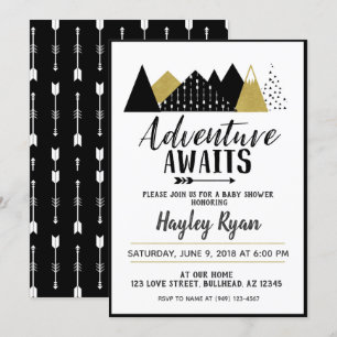 Invitation Adventure Await flèche Baby shower de montagne Inv