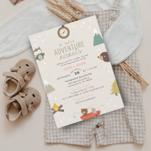 Invitation Adventure Await Girl Woodland Baby shower rose